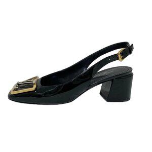 LOUIS VUITTON - Black Gold Silver Women's Sandals Patent Leather 386-080725